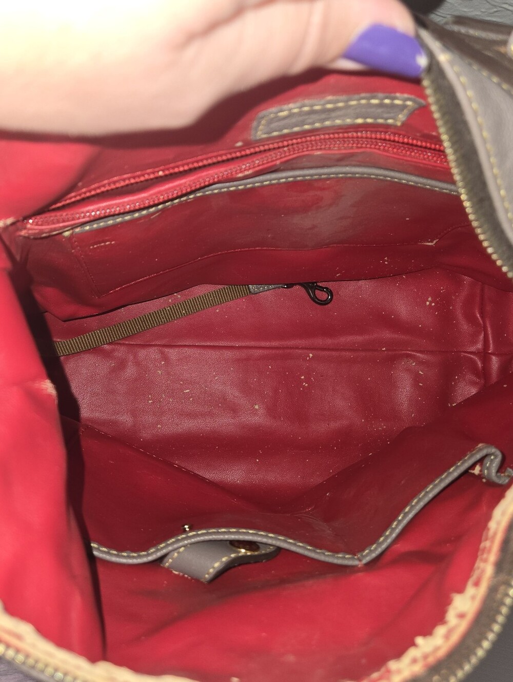 Dooney & Bourke Taupe and Black Leather Hobo Shoulder Bag - Picture 10 of 14